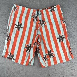 Vilebrequin mens Starfish Stripe Swim Trunks Size Xl Orange Blue Luxury Resort